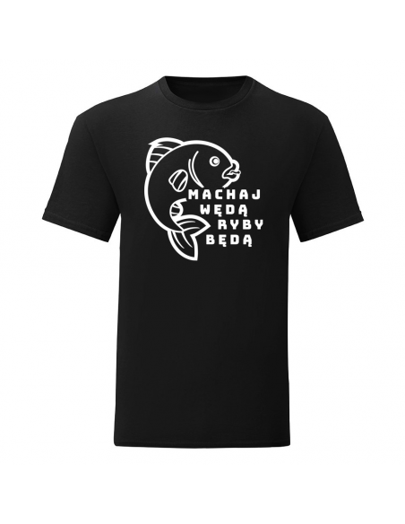 Czarna koszulka Machaj wędą - ryby będą