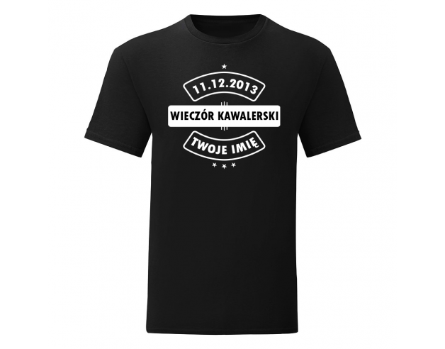 T-shirt na wieczór kawalerski z imieniem kawalera i datą imprezy